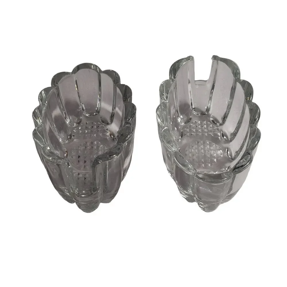 Princess House Crystal Silverware Holders Clear Scalloped Oval Glass Dishes (2)